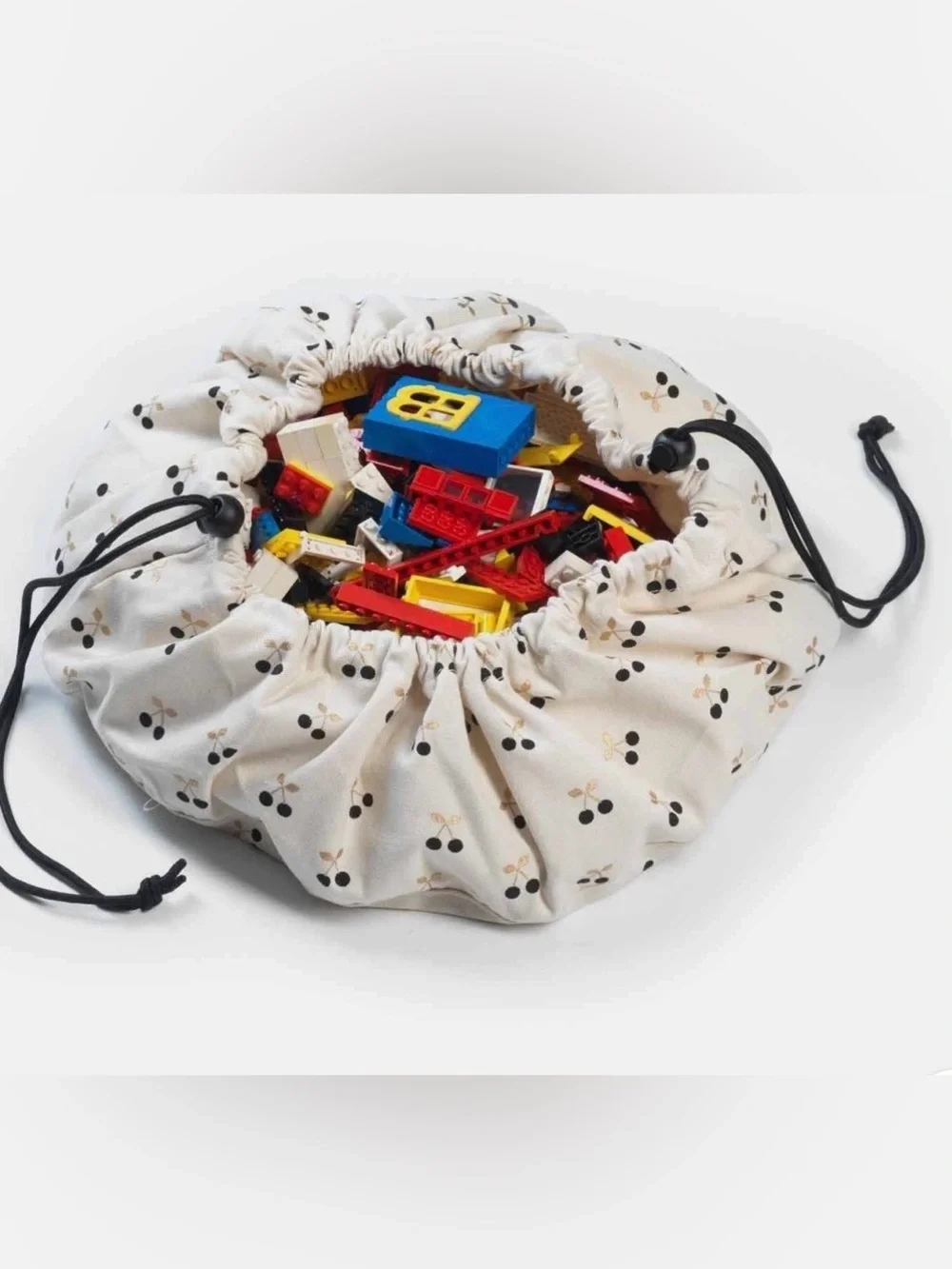 Kids Toy Drawstring Play & Storage Bag - Cream Cherry Print